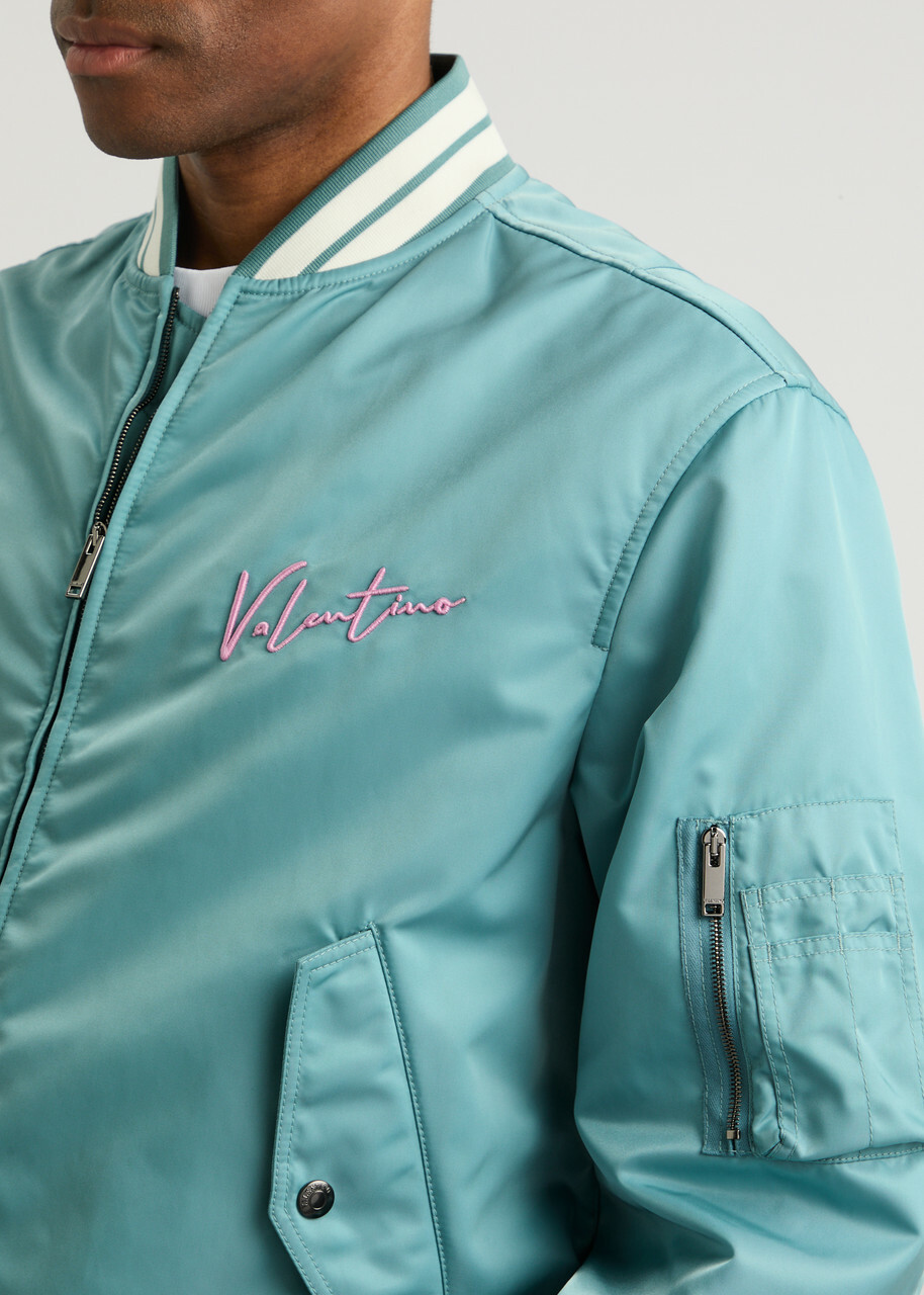 Valentino Logo-embroidered Nylon Bomber Jacket Stone