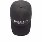 Balmain Men's Paris Logo Cotton Cap in Black/White