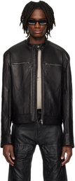 KUSIKOHC Black Biker Leather Jacket
