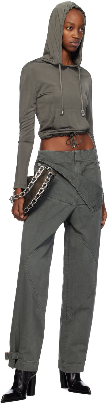 Dion Lee Gray Belted Shell Trousers