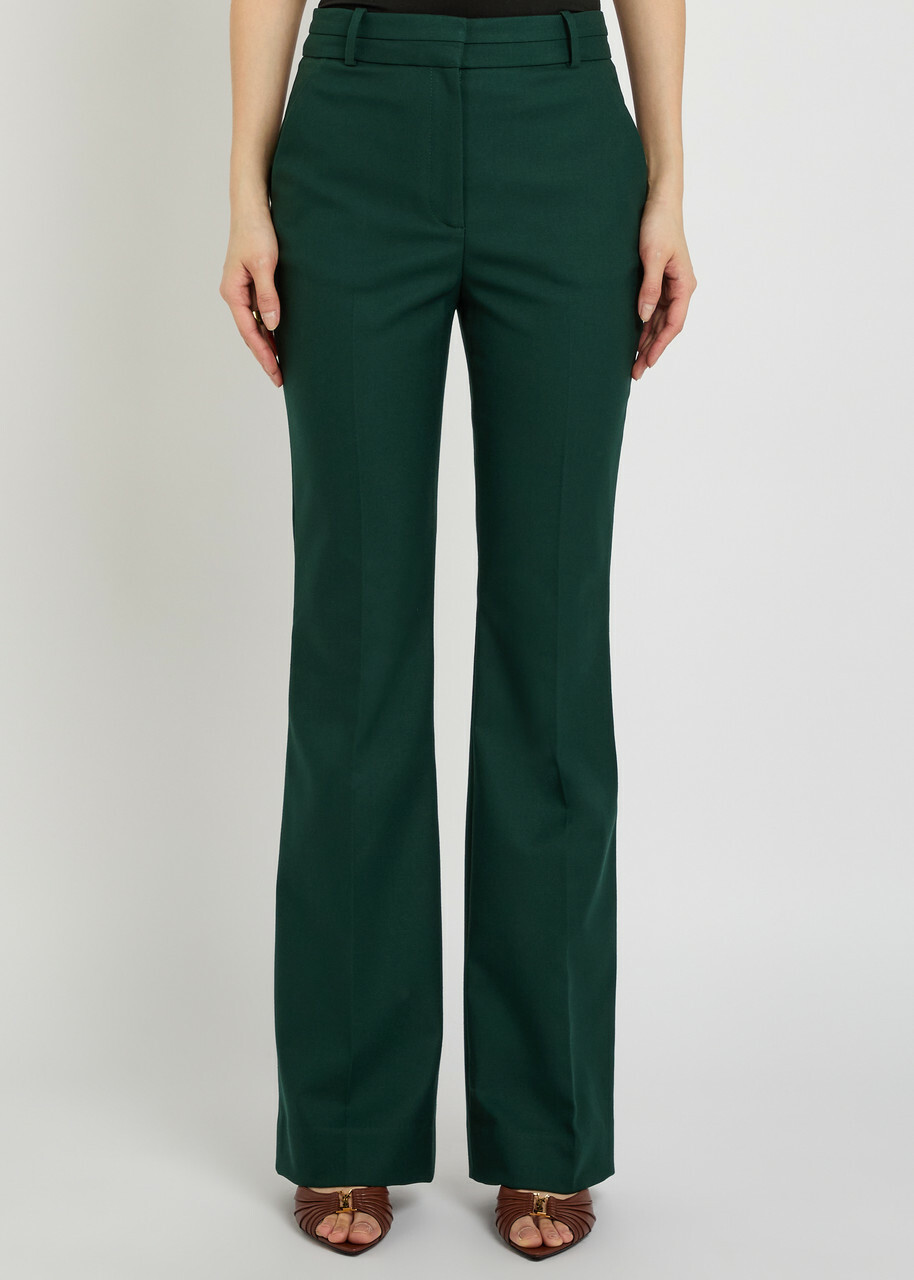Veronica Beard Melvin Flared-leg Trousers Dark Green