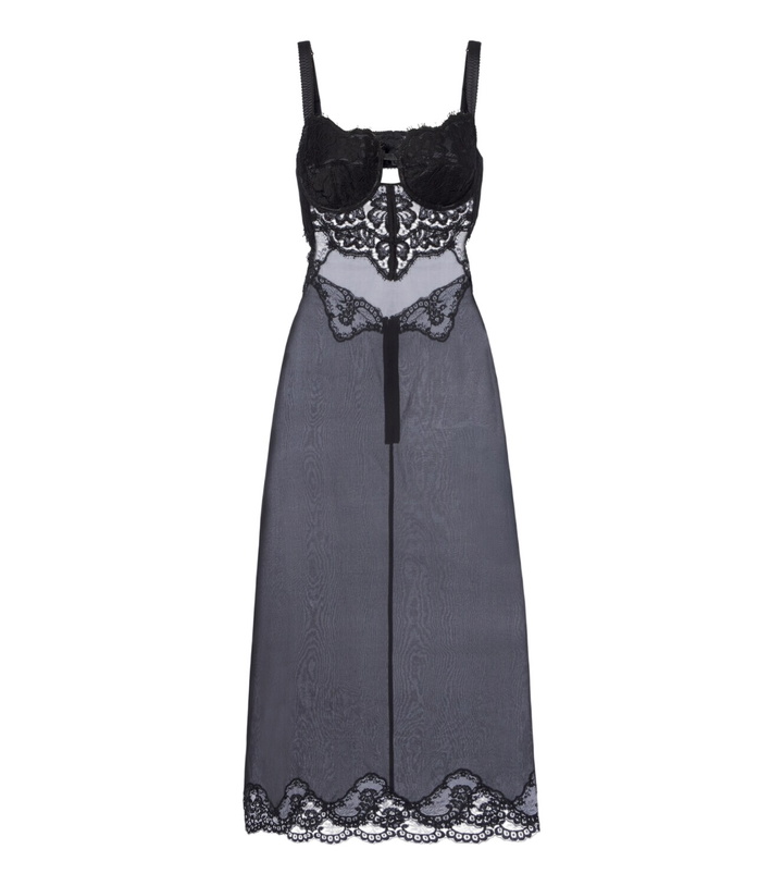 Photo: Dolce&Gabbana Lace-trimmed silk-blend midi dress