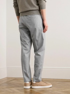 Brunello Cucinelli - Tapered Pleated Virgin Wool-Flannel Drawstring Trousers - Gray