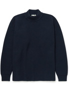 The Row - Ribbed Merino Wool and Cashmere-Blend Mock-Neck Sweater - Blue