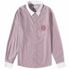 Sporty & Rich Cara Embroidered Shirt in Merlot Stripe