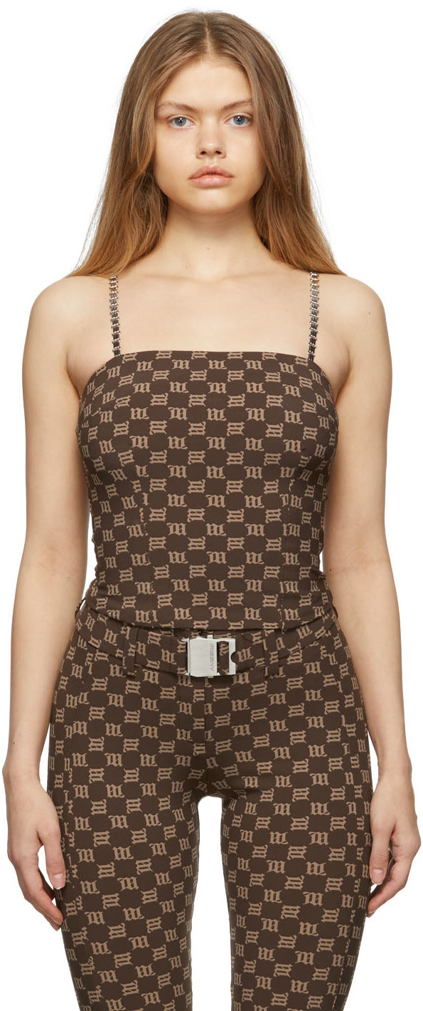 MISBHV Brown Lara Monogram Spaghetti Top MISBHV