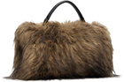 sacai Beige & Brown Faux-Fur Muff Bag