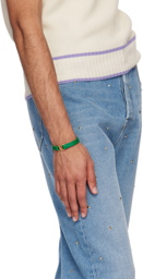 Valentino Garavani Green VLogo Leather Bracelet
