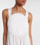 Loewe Asymmetric lace-trimmed cotton maxi dress