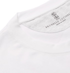 Brunello Cucinelli - Panelled Striped Cotton-Jersey T-Shirt - White