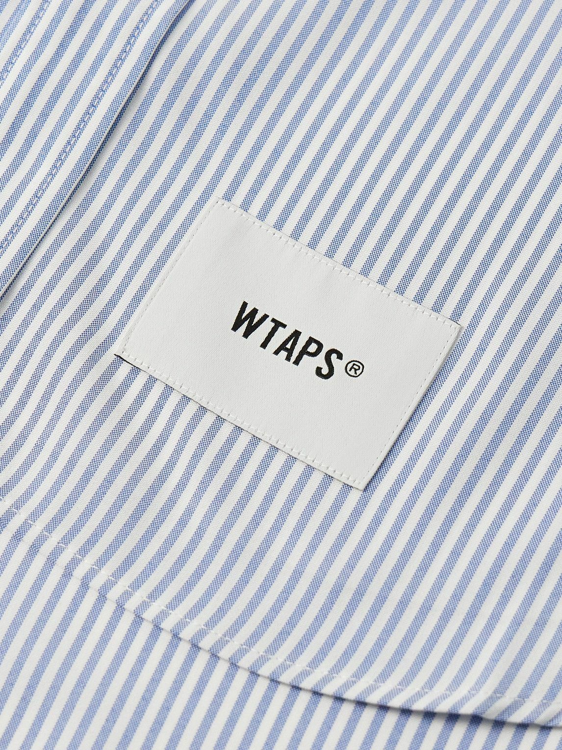 WTAPS - Button-Down Collar Logo-Appliquéd Striped COOLMAX® Broadcloth Shirt - Blue