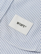 WTAPS - Button-Down Collar Logo-Appliquéd Striped COOLMAX® Broadcloth Shirt - Blue