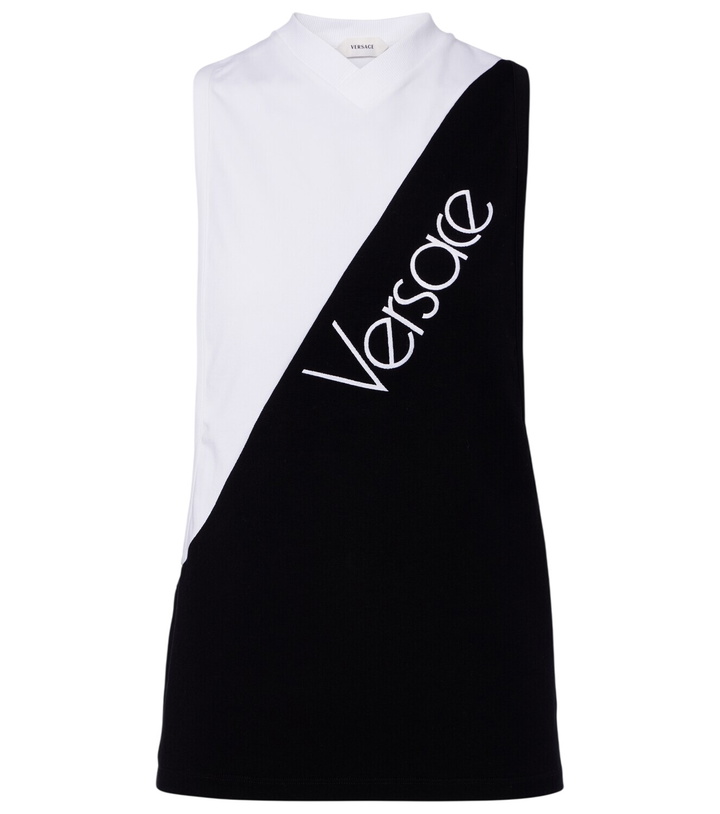 Photo: Versace Logo embroidered cotton-blend tank top