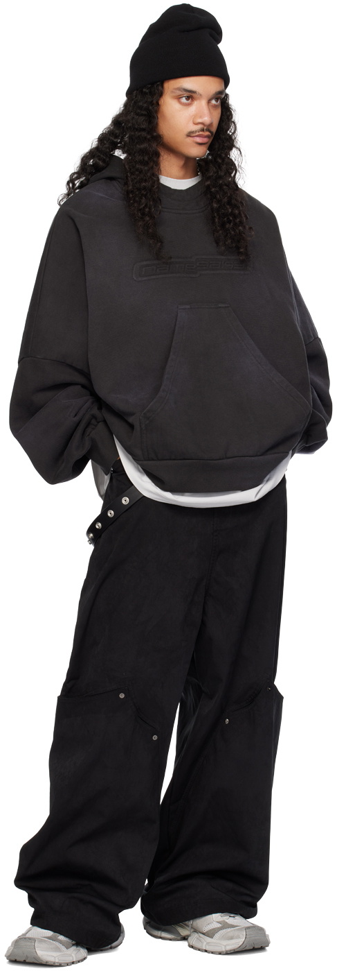 NAMESAKE Black Ports Washed Pop-Up Hoodie NAMESAKE
