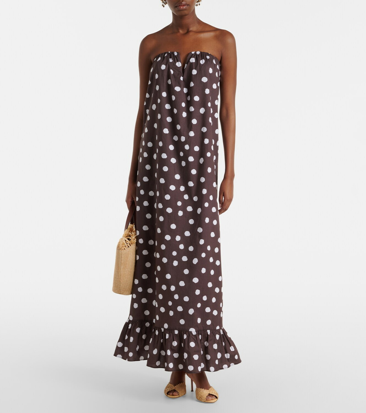 Adriana Degreas Polka-dot cotton-blend maxi dress
