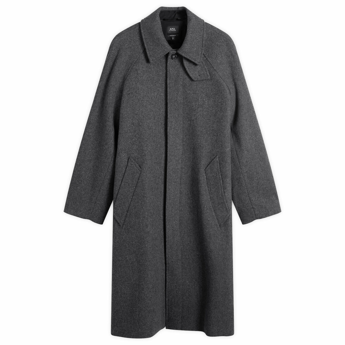 A.P.C. Men's Manteau Raglan Sleeve Coat in Heathered Anthracite A.P.C.