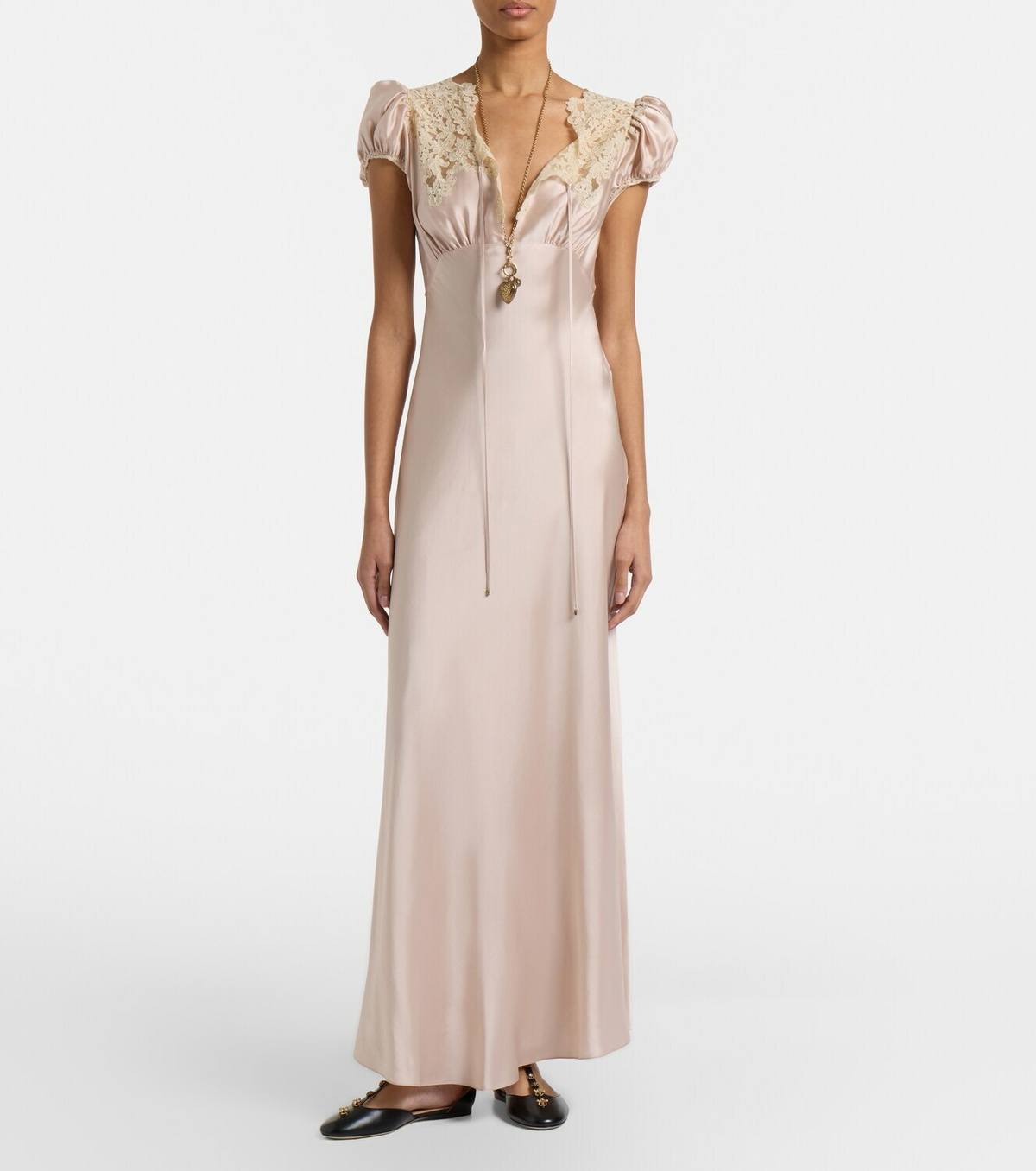 bristol formal satin lace up dress Windsor Jamie Lace-Up Satin Formal Column Dress in Ivory | Size: M main image 1