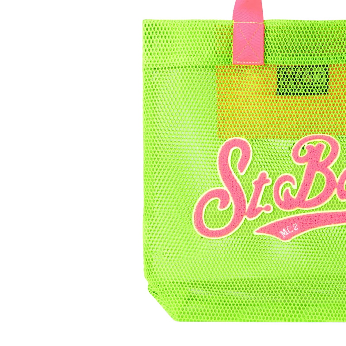 MC2 Saint Barth Mesh Green Shopper Bag With Front Terry Patch