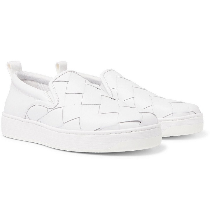 Photo: Bottega Veneta - Dodger Intrecciato Leather Slip-On Sneakers - White