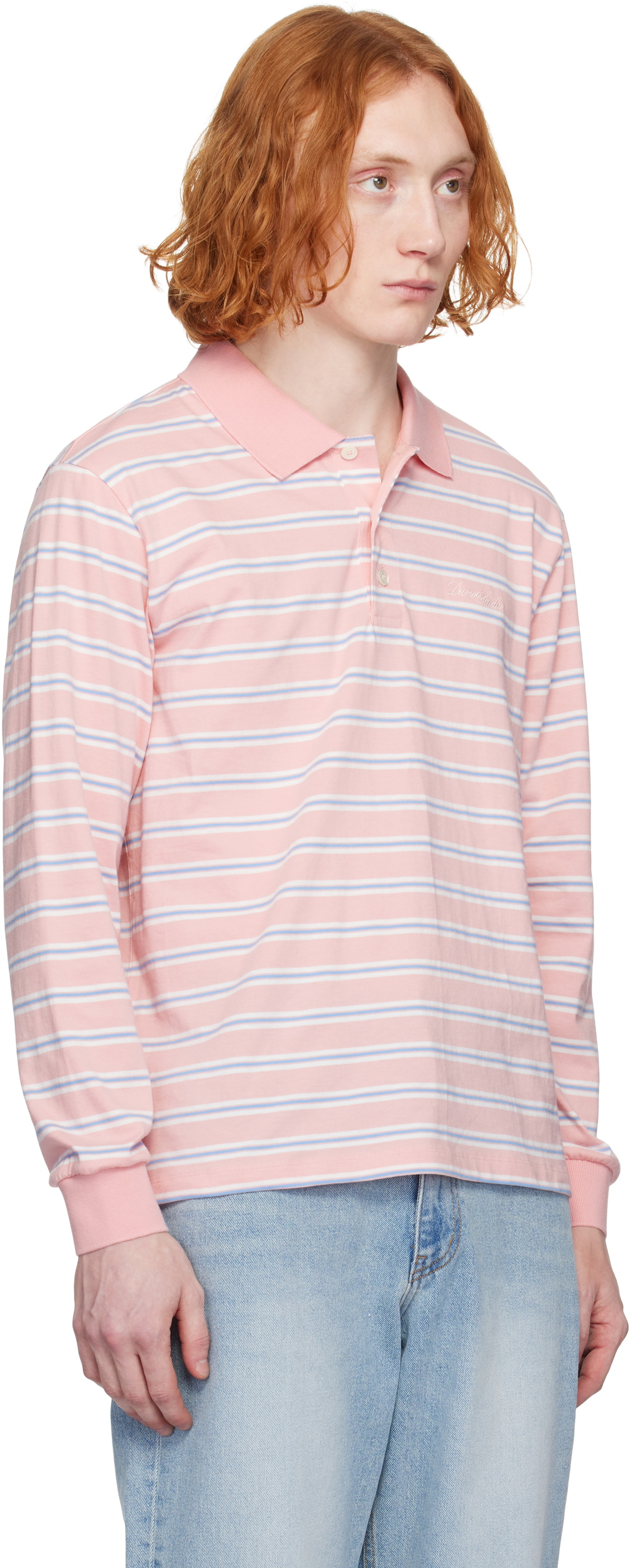 Dunst Pink & Blue Multi Stripe Collared Polo