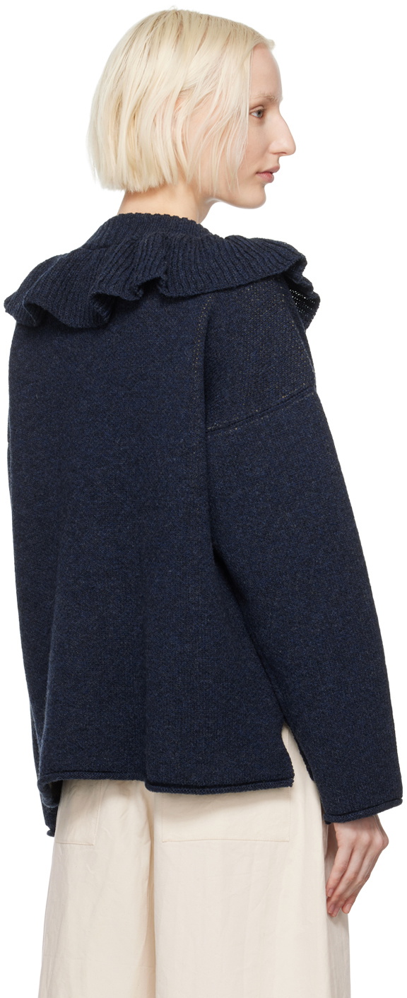 Cawley Navy Ruffle Sweater