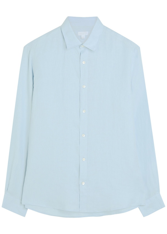 Photo: Sunspel Linen Shirt Light Blue