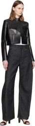 TOM FORD Black Bonded Nappa Leather Officer Jacket