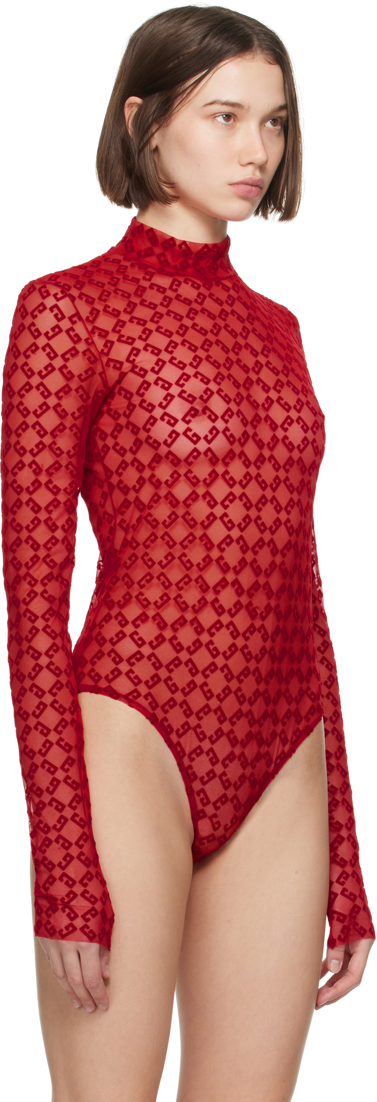 Tシャツ・カットソー GIVENCHY MONOGRAM TULLE BODYSUIT Givenchy Bodysuit in Monogram Tulle | Saks Fifth Avenue