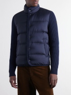 Moncler - Ribbed Wool and Quilted Shell Down Jacket - Blue