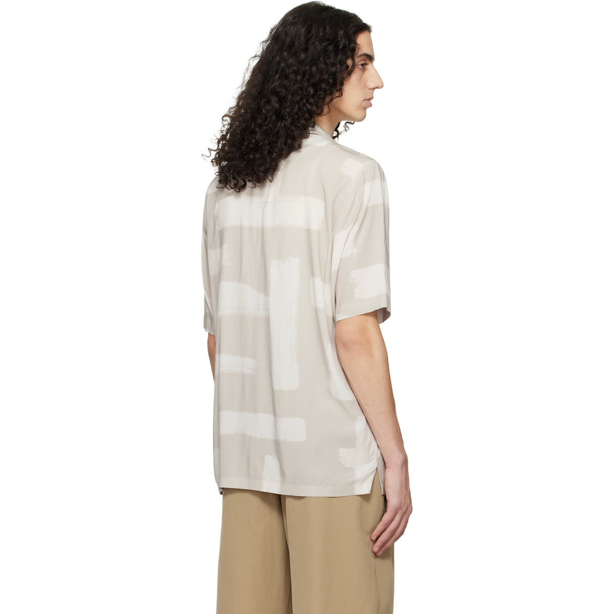 BOSS Taupe Regular-Fit Maxi Print Shirt