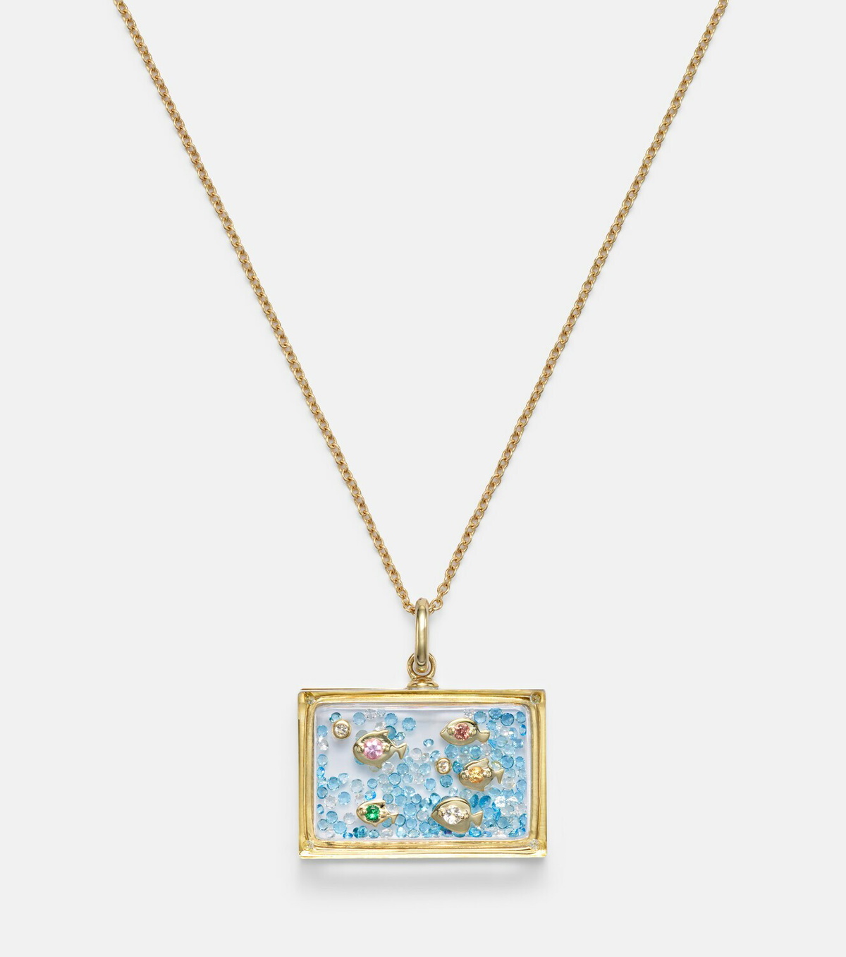 Yvonne Léon L'Acquarium 9kt gold pendant necklace with gemstones