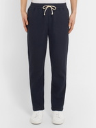 De Bonne Facture - Tapered Cotton-Twill Drawstring Trousers - Blue