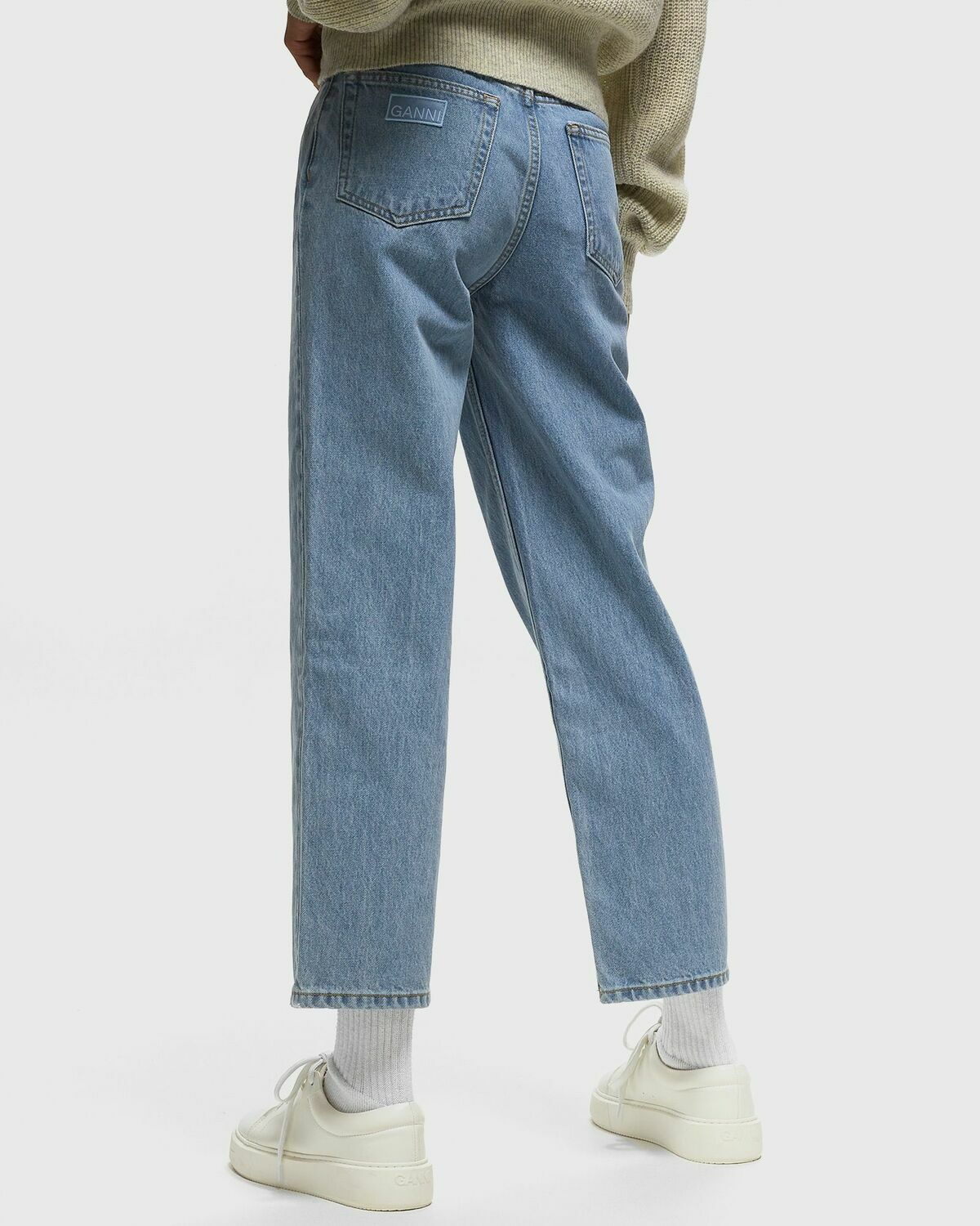 Ganni Rigid Denim Misy Cropped Blue Jeans