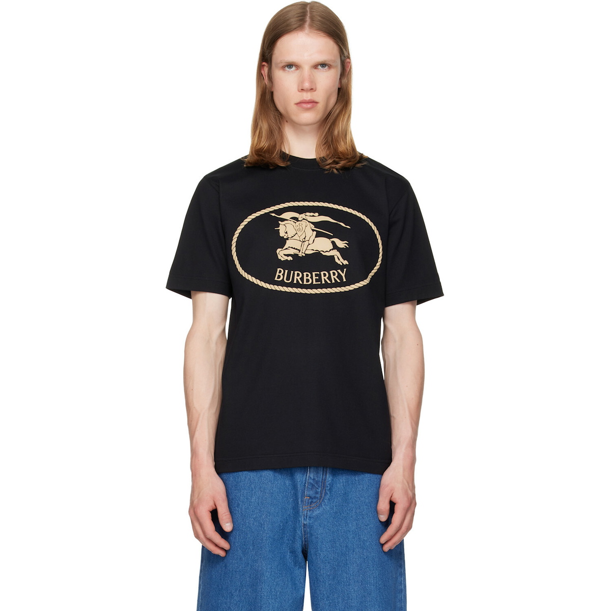 Burberry Black Knight Stamp Cotton T-shirt