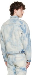 SEEKINGS Blue Bleached Denim Jacket