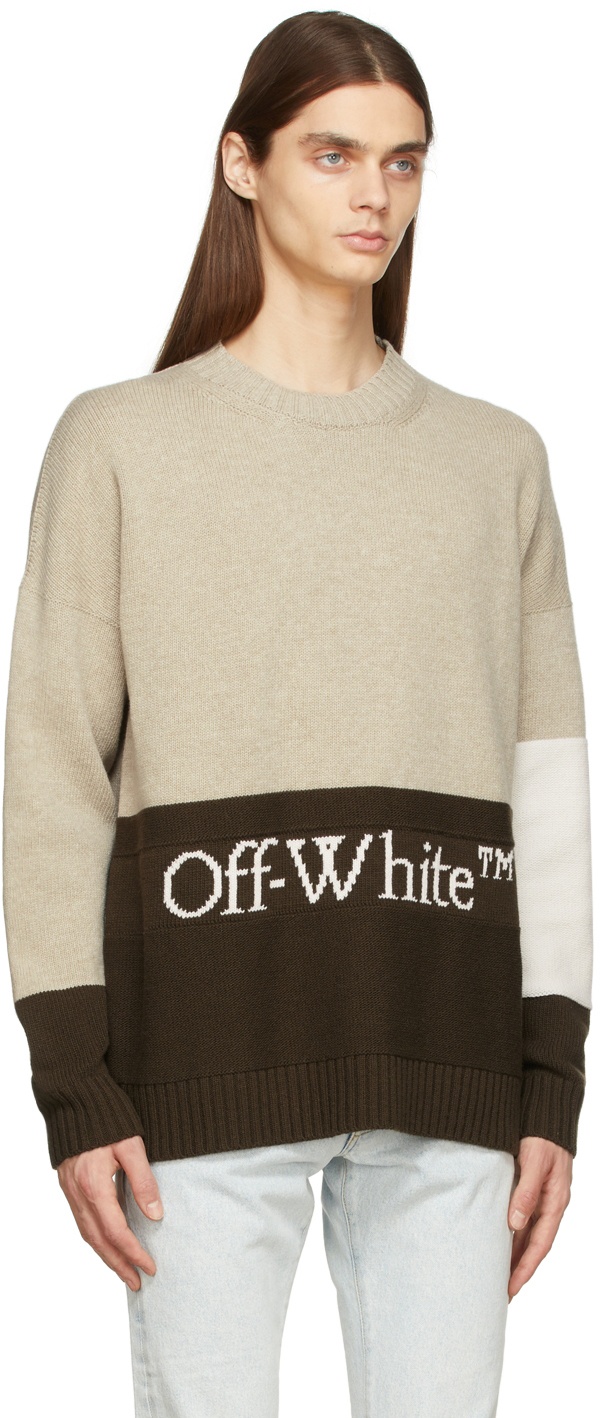 Off-White Brown & Taupe Color Block Sweater Off-White