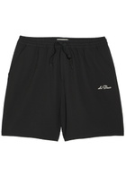 Les Deux Logo-embroidered Seersucker Swim Shorts Black