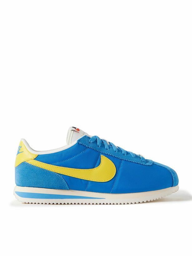 Photo: Nike - Cortez Suede and Leather-Trimmed Shell Sneakers - Blue