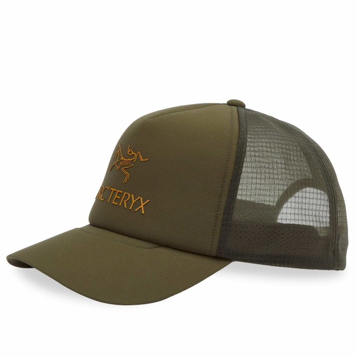 Photo: Arc'teryx Men's Bird Word Trucker Cap in Tatsu/Forage/Yukon 