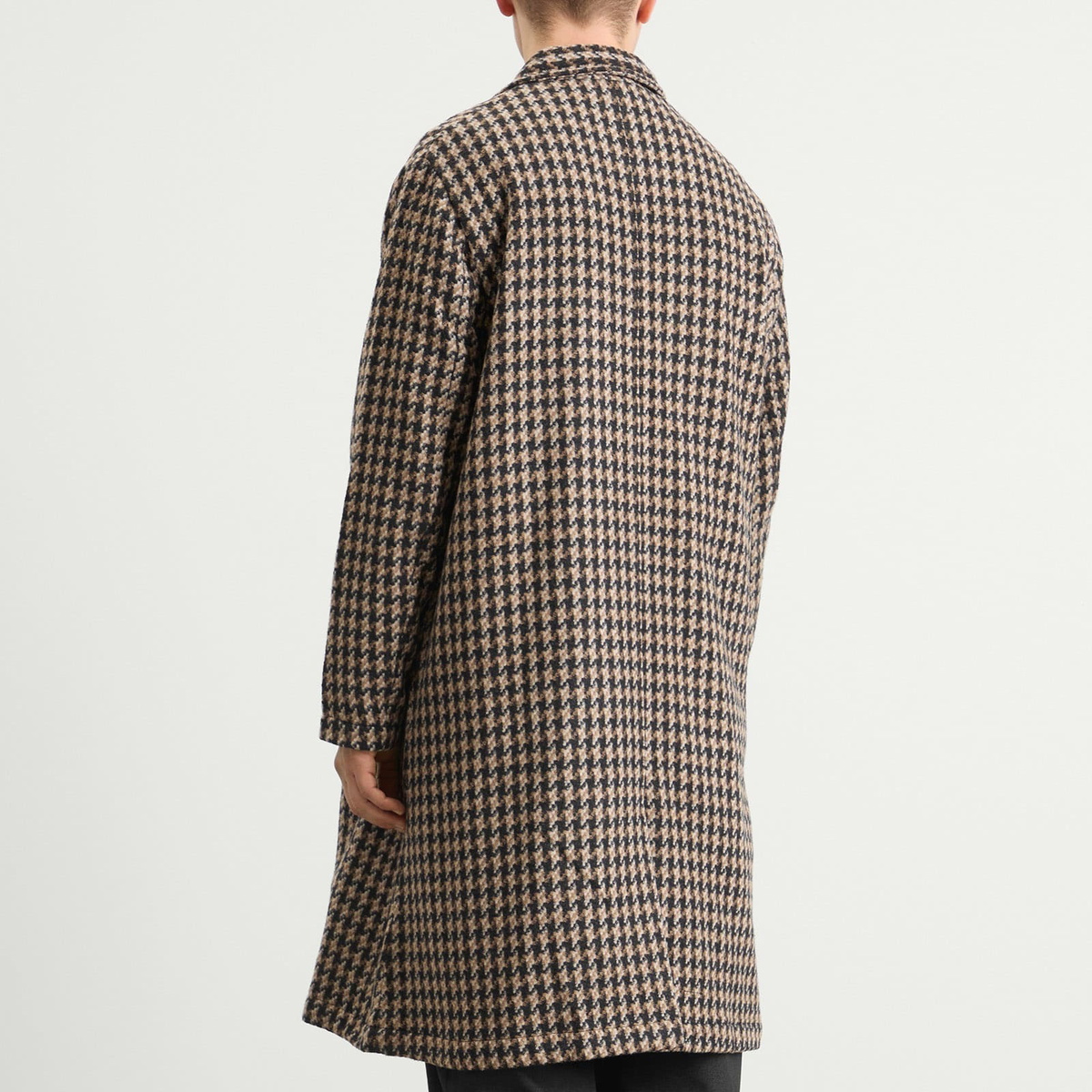 Universal Works Men's Cortina Tweed Long Swing Coat in Sand