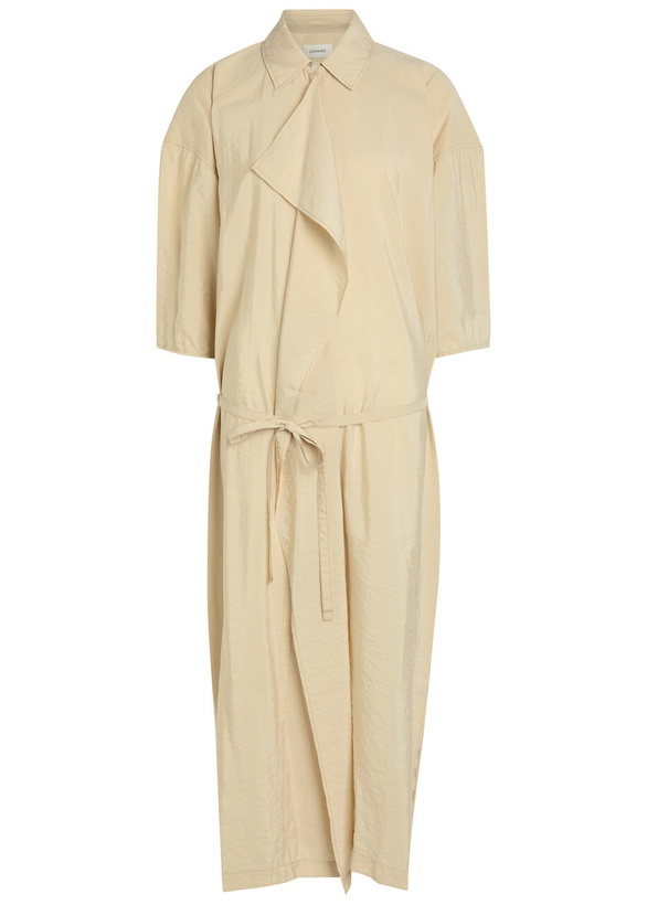 Lemaire Draped jersey and mesh maxi dress Lemaire
