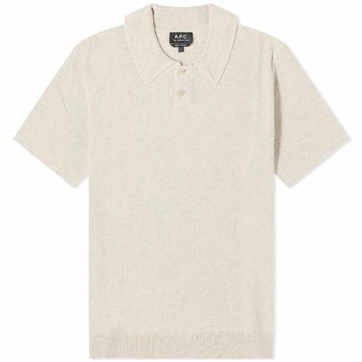 Photo: A.P.C. Men's Jay Knit Polo Shirt in Beige