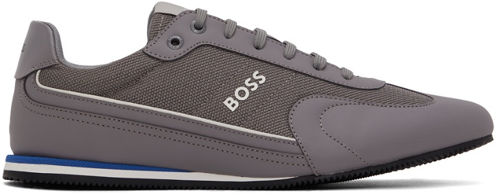 Photo: BOSS Gray Paneled Sneakers