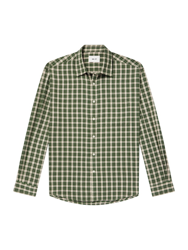 Photo: NN07 - Deon 5465 Checked Organic Cotton-Flannel Shirt - Green