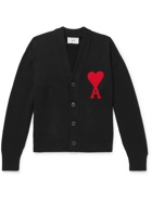 AMI PARIS - Slim-Fit Organic Cotton and Wool-Blend Cardigan - Black