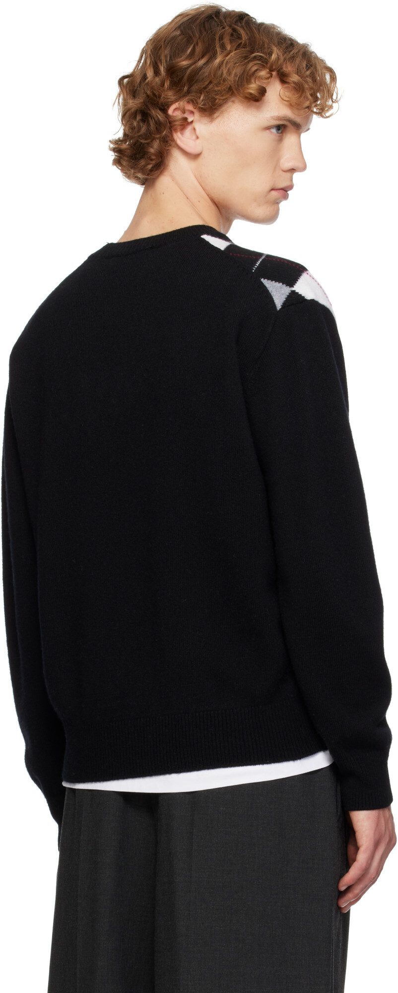 Dunst Black Argyle Crew Neck Sweater