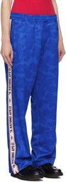 BAPE Blue Solid Camo One Point Relaxed Fit Sweatpants