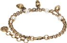 Alexander McQueen Gold Pearl & Skull Bracelet