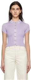 Calle Del Mar Purple Ribbed Short Sleeve Shirt
