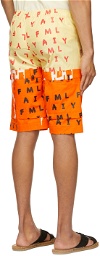 Bloke Yellow & Orange Silkscreen Printed Shorts